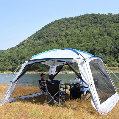 Lapisan Perak 210D Beberapa Kamar Berkemah Tenda W/P 2000mm 6 Pria Tahan Air Tenda