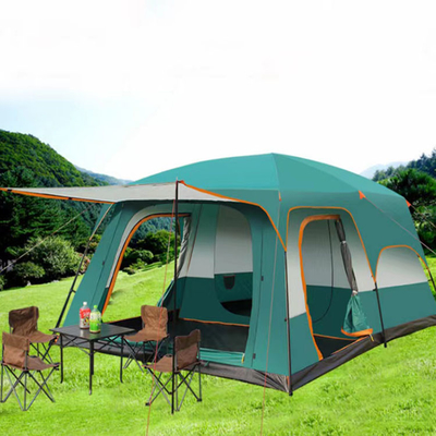 210D Double Layer Camping Family Tent 3000mm Pu Coating Tent Tahan Air