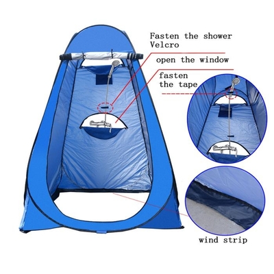 Pembukaan Otomatis Pop Up Shower Tent Camping Polyester 190T Tebal Dilapisi Perak Gaya