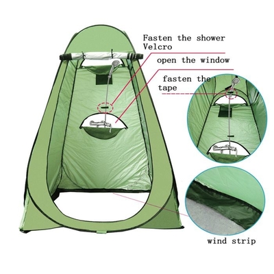 Pembukaan Otomatis Pop Up Shower Tent Camping Polyester 190T Tebal Dilapisi Perak Gaya