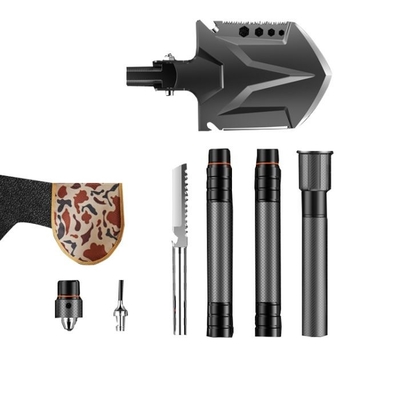 Sekop Berkemah Multifungsi Lipat Hitam 8in Aluminium Alloy Handle Lurus