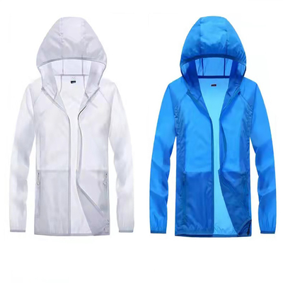 Kain Nilon Elastisitas Upf 50+ Lengan Panjang Perlindungan UV Pakaian Tabir Surya Wanita