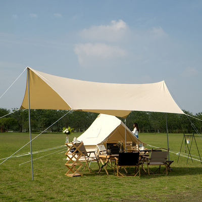 Pipa Besi Silver Coated Fabric Crane Pop Up Beach Cabana Sun Shelter Dengan Wind Rope