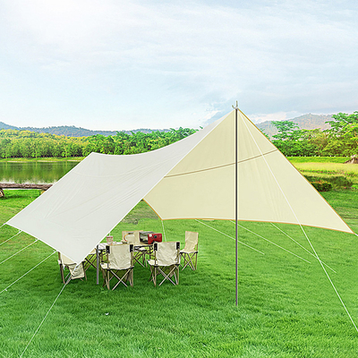 Pipa Besi Silver Coated Fabric Crane Pop Up Beach Cabana Sun Shelter Dengan Wind Rope
